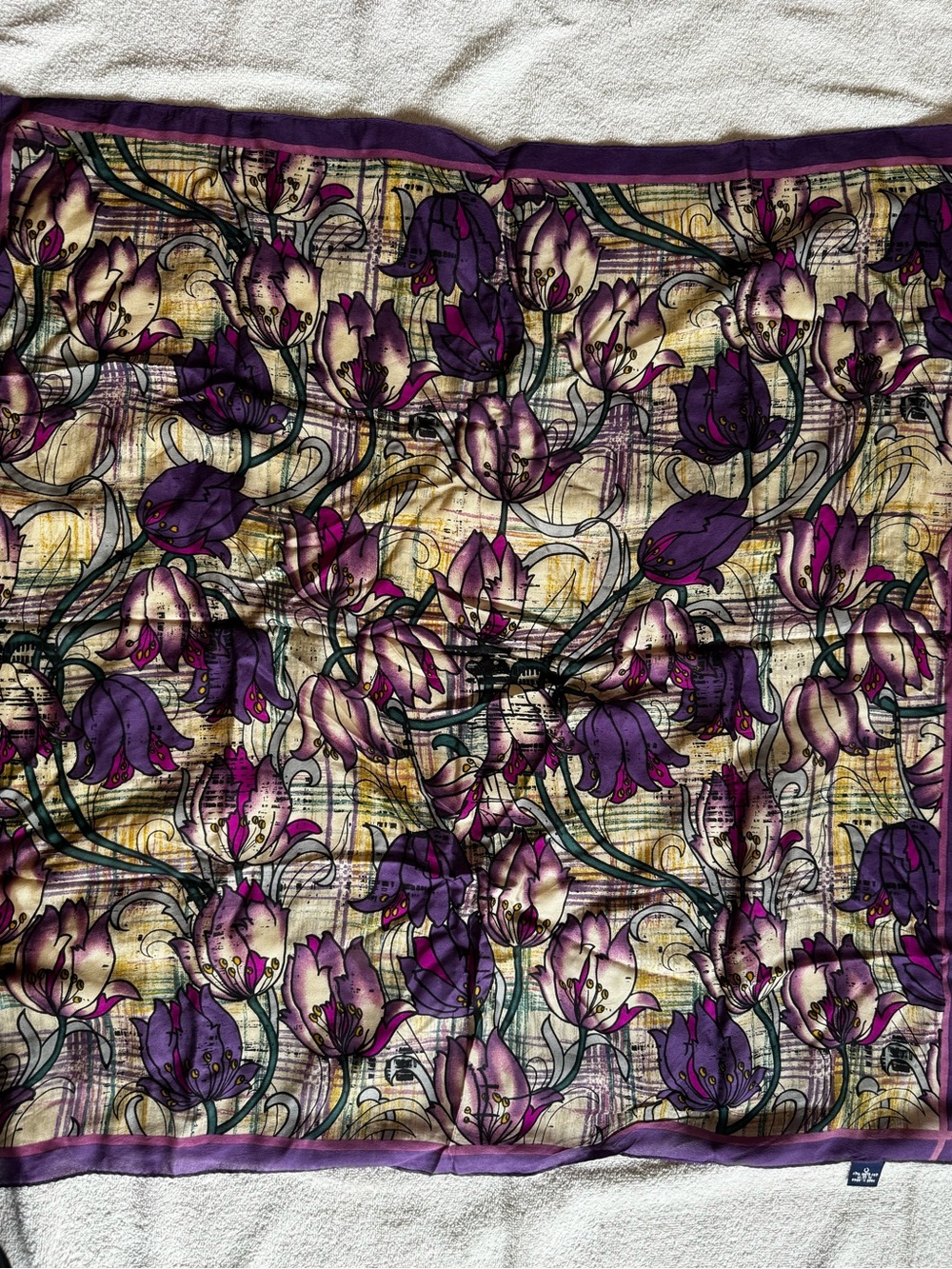 Women's Purple Floral Print Scarf by Honey